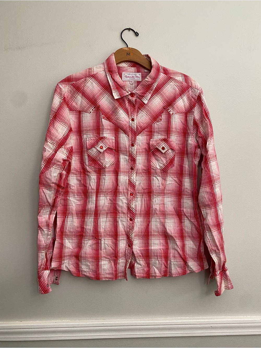 Women’s Panhandle Slim Pink Western Pearl Snap Shirt - XL